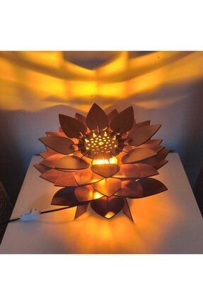 Ahşap Gece Lambası Lotus Çiçeği Masa Üstü Led Işıklı Lambader (gk111) LMBDR020