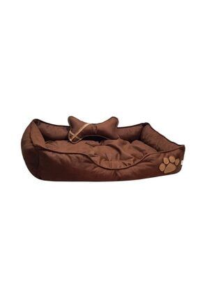 Kahverengi Nubuk Kemik Yastıklı Büyük Boy Köpek Yatağı 80x110 Cm -xxl 450024