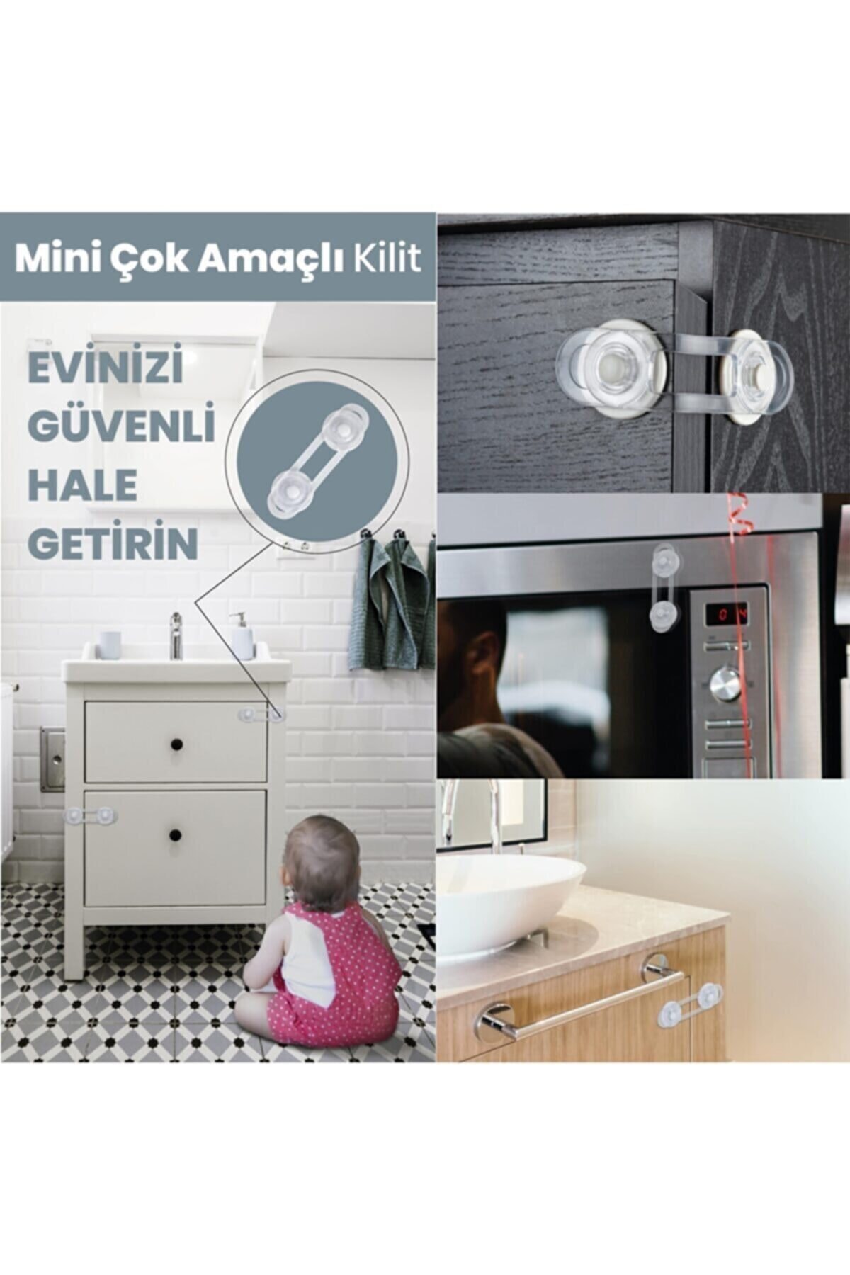 Lira 18'li Çocuk Güvenlik Emniyet Seti 10 Dolap Çekmece Kilidi 4 Köşe Kilidi 4 Köşe Koruyucu (CAM-RAF) fotoğrafı 5 (önizleme)