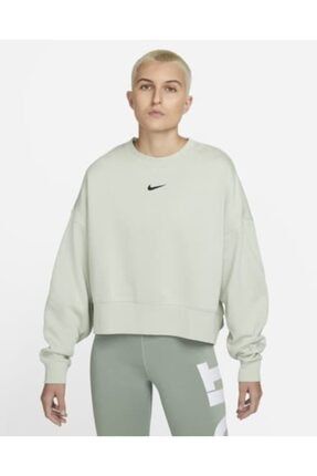 Sportswear Collection Essentials Oversized Fleece Crew Su Yeşili Renkli Kadın Sweatshirt DJ7665-017