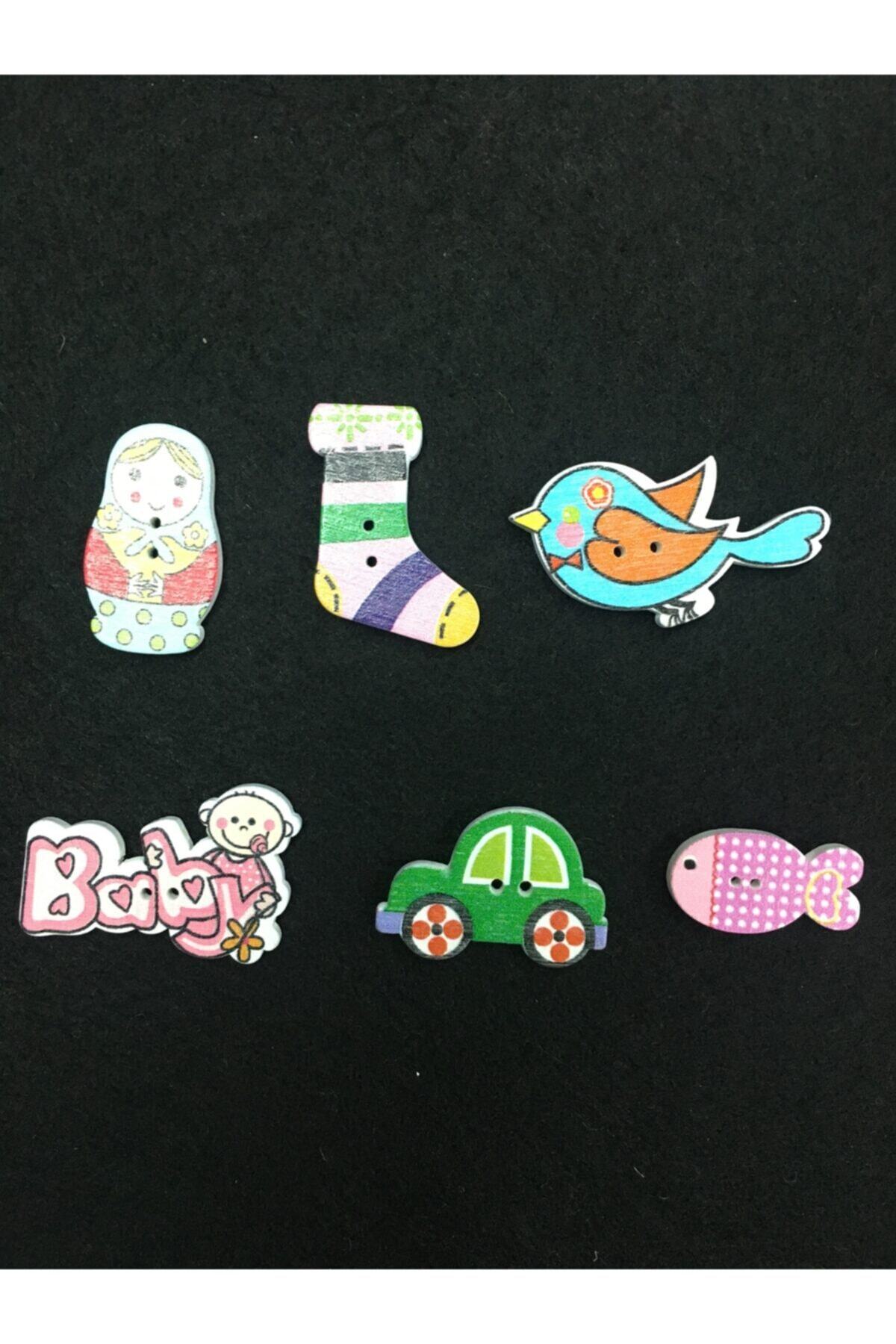 Baby Button Carography Decoration Button Set of 6