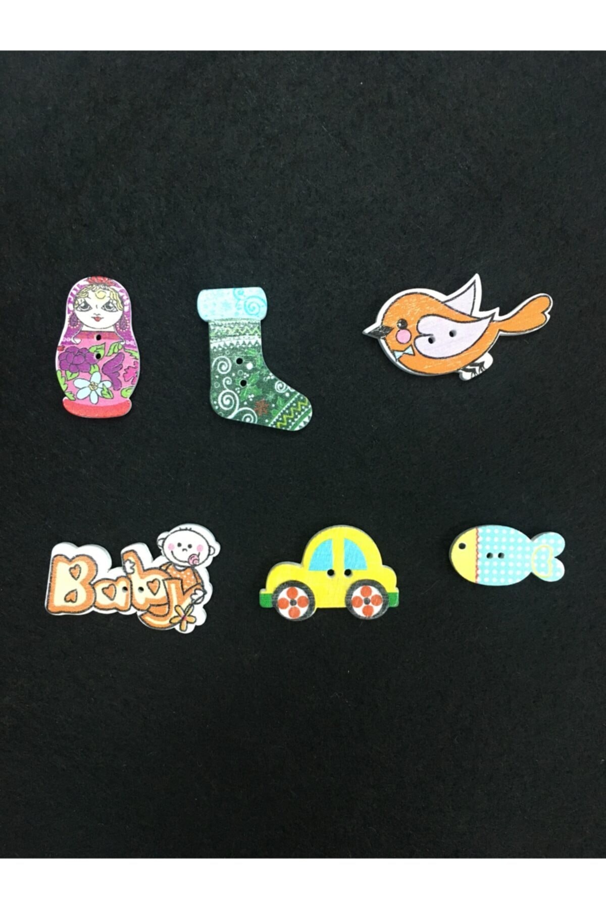 Baby Button Carography Decoration Button Set of 6