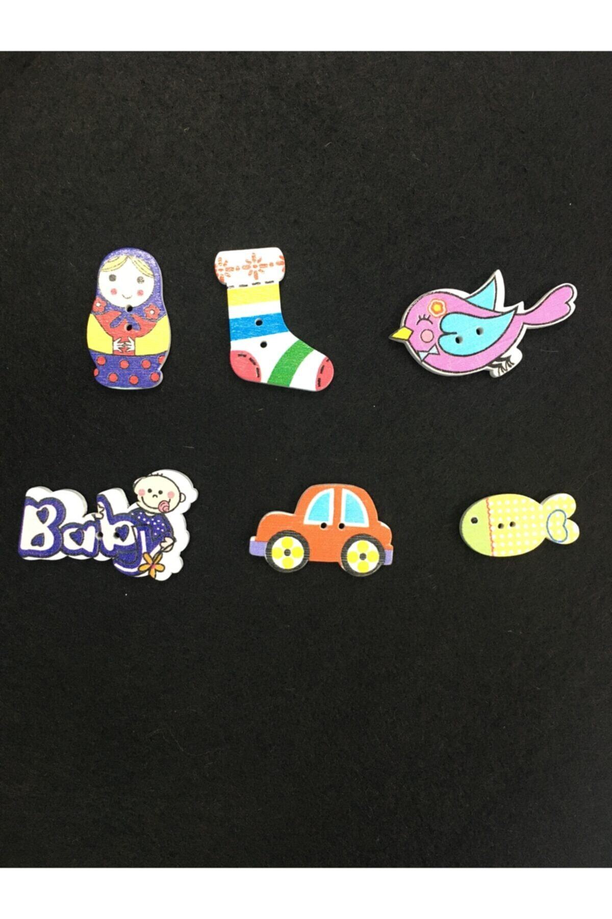 Baby Button Carography Decoration Button Set of 6