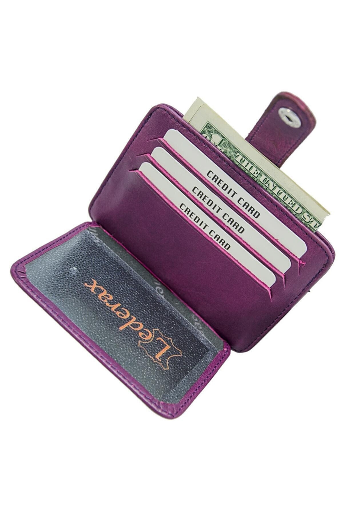 کیف پول مردانه بنفش Lederax | LD-00182 اورجینال - تصویر 3