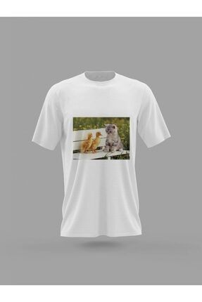 Tatlı Yavru Ördek Ve Kedi Veteriner Hediye Baskılı T-shirt PNRMTSHRT4317