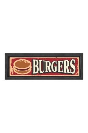 Burger Restoran Afiş Tablosu-siyah Ahşap Çerçeve - 90 X 30 dc1000636