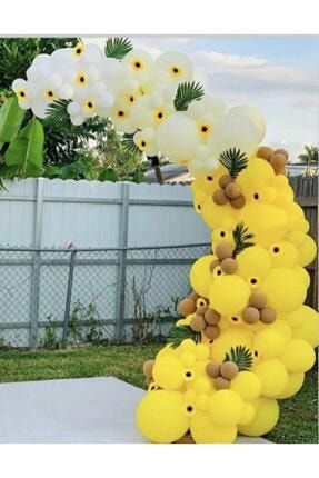 Pastel Karamel Sarı Ve Beyaz Balon Zinciri 100 Adet YC898923