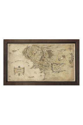 Lord Of Rings Middle Earth Tablosu-kahverengi Ahşap - 100x150 dc2808
