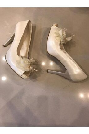 Gelin Ve Abiye Ayakkabısı Beyaz Çiçekli Platform Topuklu Topuk Boyu 11 Cm hh5286