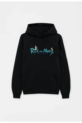 Rick And Morty Siyah Kapüşonlu Sweatshirt - Hoodie VHN0001