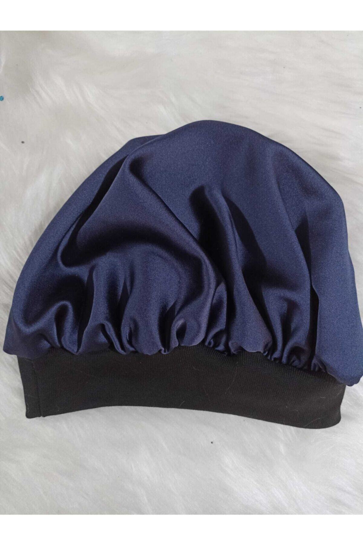 elvin aksesuar Lacivert Rengi Saten Saç Bonesi