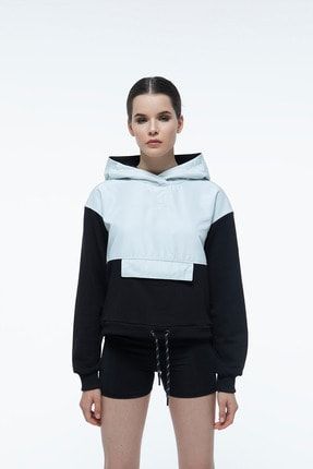 Hint Of Mint / Anthracite Crop Hoodie LTHACR