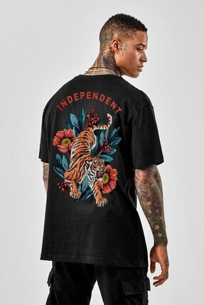 Erkek Oversize T-shirt Independent Baskılı Siyah ındependent45