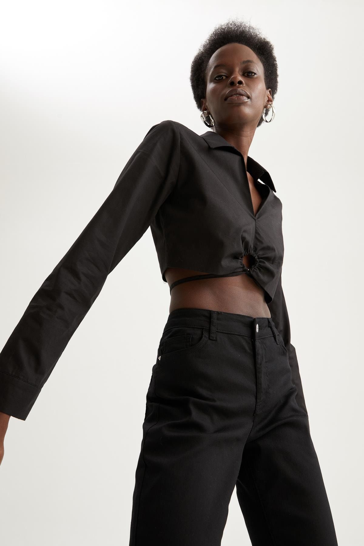 DeFacto Bluse Schwarz Slim Fit