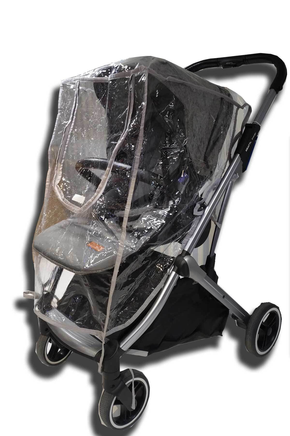 RevuBaby Büyük Boy Fermuarlı Ve Çepli Bebek Arabası Yağmurluğu Ve Sinekli 2 Li Set Puset Yağmurluğu fotoğrafı 3 (önizleme)