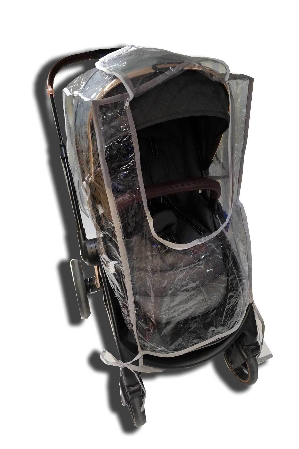 RevuBaby Büyük Boy Fermuarlı Ve Çepli Bebek Arabası Yağmurluğu Ve Sinekli 2 Li Set Puset Yağmurluğu fotoğrafı 4 (önizleme)