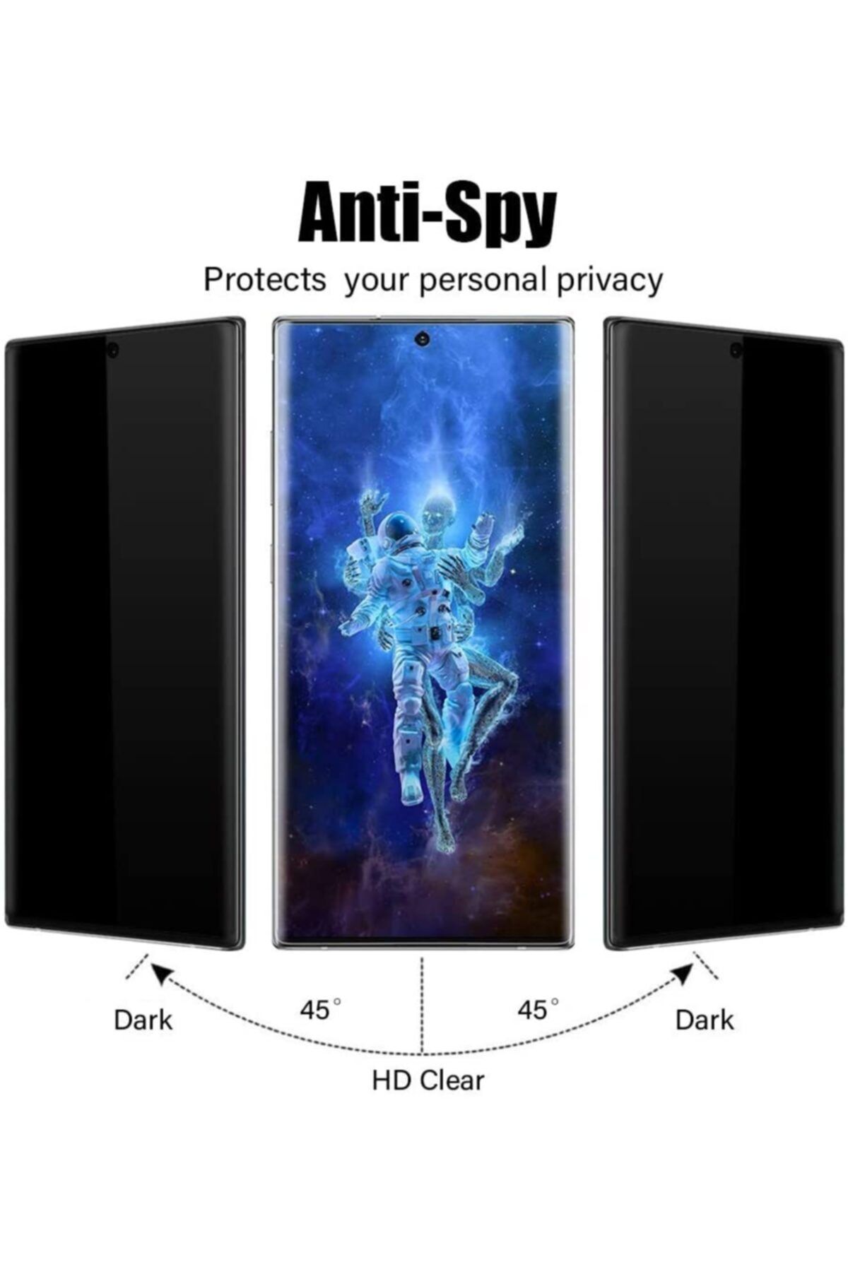 Ekolaks-Samsung S10 Plus Privacy Full Covering Curved Polymer Nano Screen Protector with Privacy Filter 3