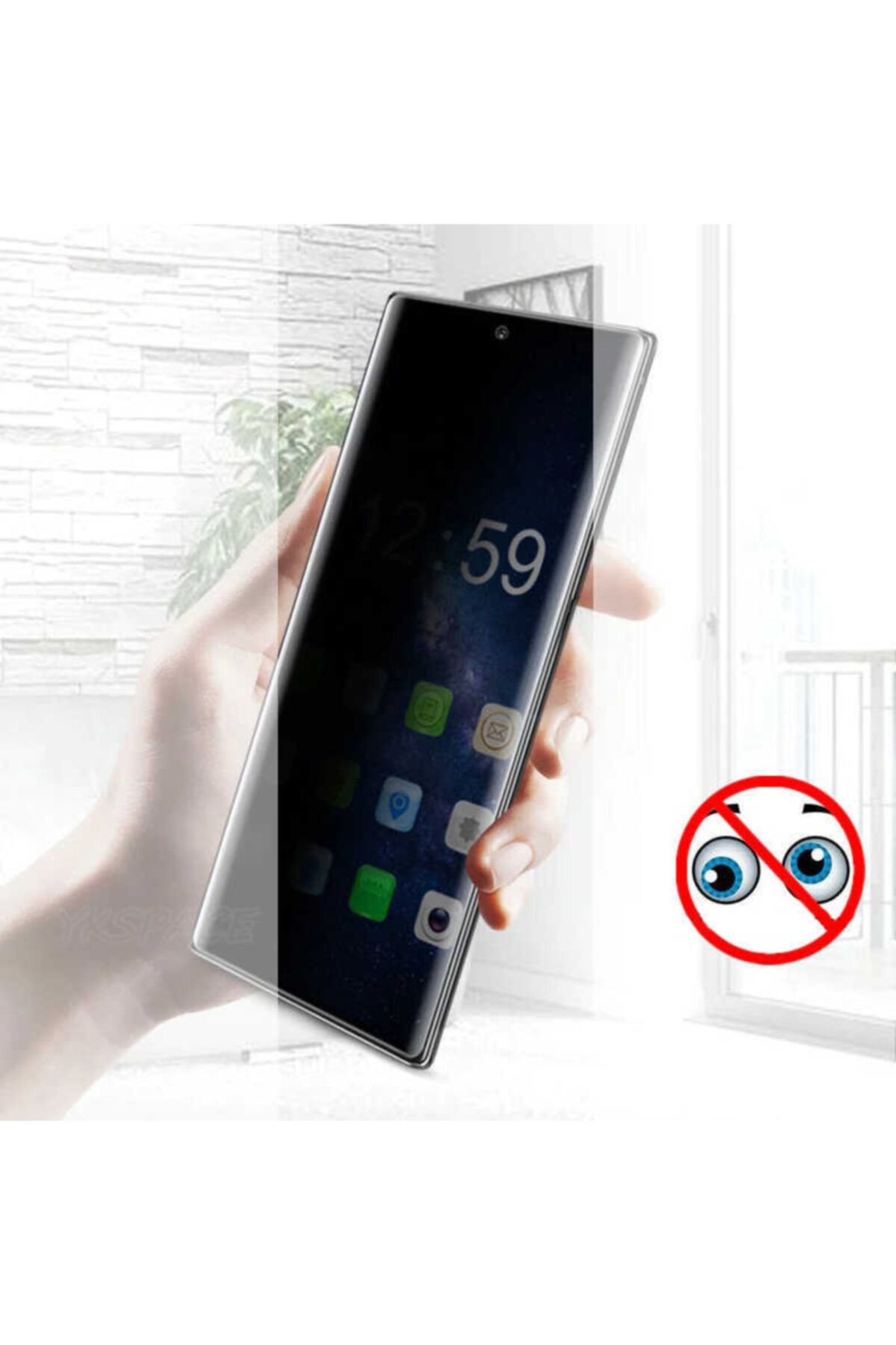 Ekolaks-Samsung S10 Plus Privacy Full Covering Curved Polymer Nano Screen Protector with Privacy Filter 5