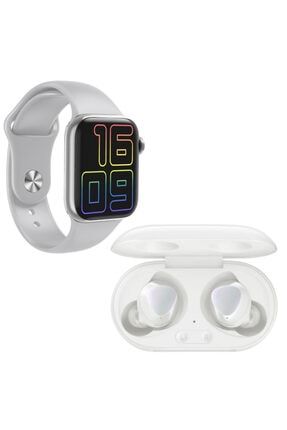 Samsung Galaxy Buds+ Beyaz Bluetooth Kulaklık Hw12 Full Ekran Smartwatch Gri Akıllı Saat 8565
