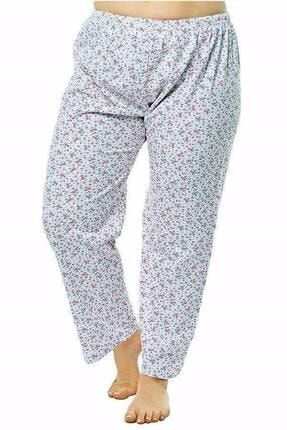 3'lü Kadın Tek Alt Pijama Çiçek Desenli Kışlık Battal Boy 2836