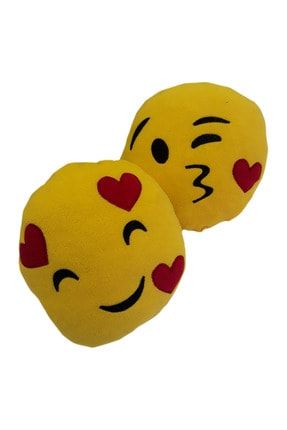 Öpücük Atan & Gülücük Saçan Polar Emoji Oto Boyun Yastığı OTOBY0025