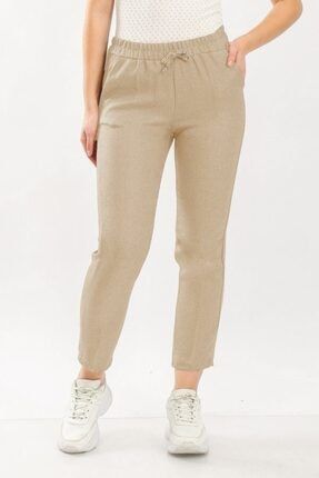 Kadın Kışlık Yün Efekt Dar Paça Pantolon - Taş MK3319