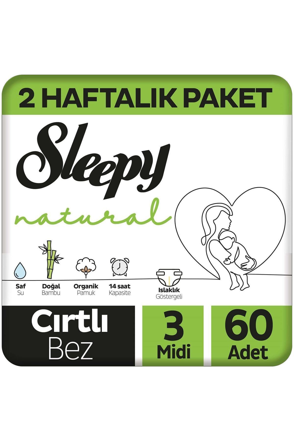 Sleepy Natural 2 Haftalık Paket Bebek Bezi 3 Numara Midi 60 Adet