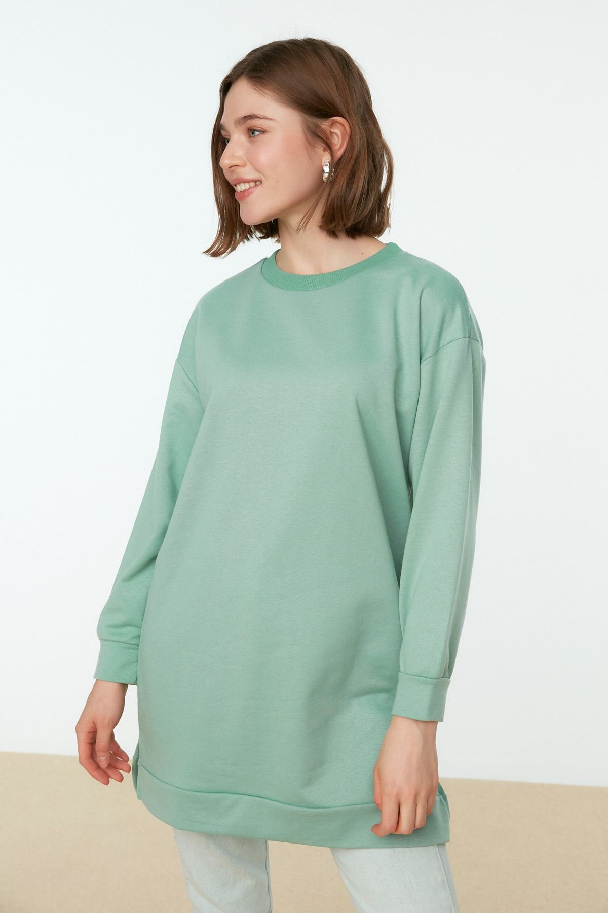 Trendyol Modest Sweatshirt Türkis Regular Fit