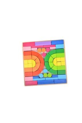 Geometrik Renkli Ahşap Bloklar puzzle 10