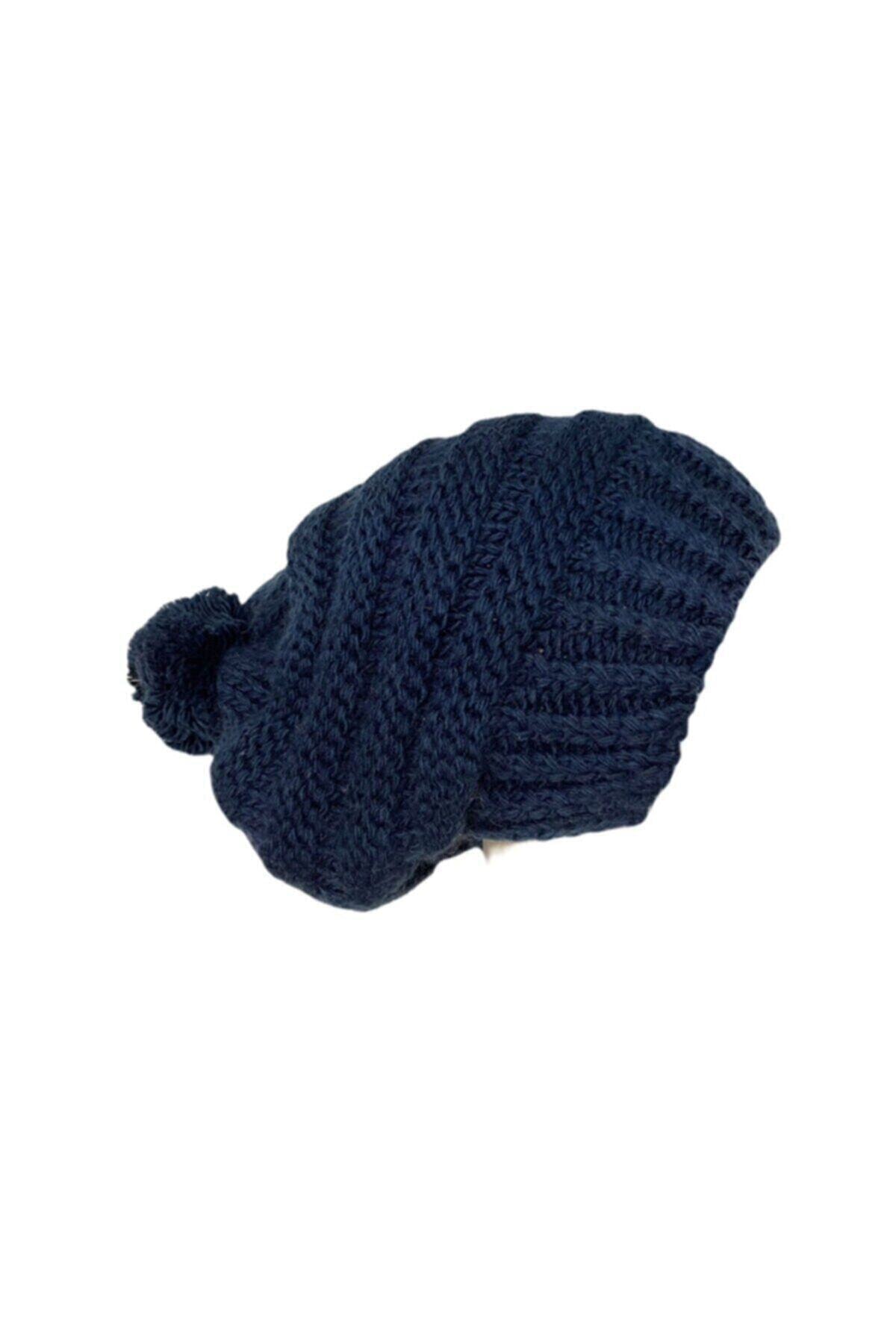 Vemod  Ponponlu Kadın Örgü Bere - Lacivert - Görsel 2
