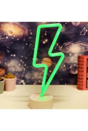Yeşil Şimşek Model Neon Led Işıklı Masa Lambası Dekoratif Aydınlatma Gece Lambası MOBGİFT9852025852025
