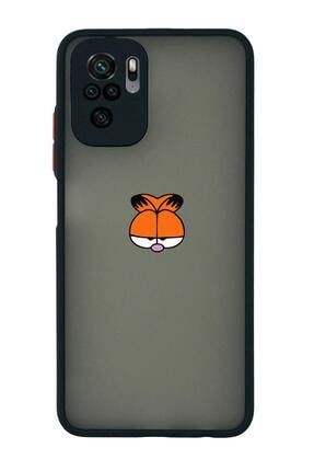 Xiaomi Redmi Note 10s Uyumlu Garfield Desenli Kamera Korumalı Buzlu Şeffaf Lüx Telefon Kılıfı MCRDMNT10STSLUX31