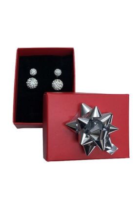 Jewelry 925 Ayar Saf Gümüş Swarovski Taşlı Çift Top Yeni Kreasyon Kadın Şık Küpe DRKSWV1000000