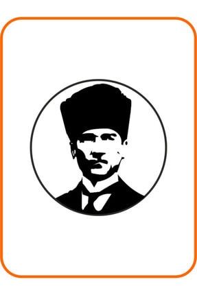 Atatürk Portre Oto Sticker Motor Sticker 11x11 Cm Siyah atatürk108