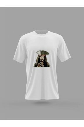 Karayip Korsanları Severlere Jack Sparrow Sticker Baskılı T-shirt PNRMTSHRT4563