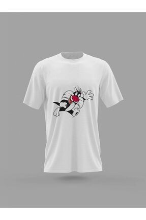 Unisex Sylvester Yavru Kedi Çizgi Film Baskılı T-shirt PNRMTSHRT4403