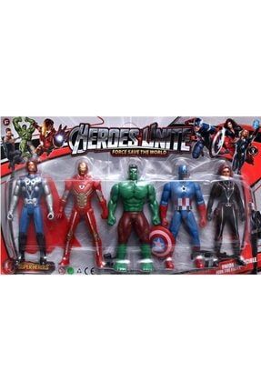 Avengers Süper Kahramanlar 5li Figür Seti Thor Ironman Hulk Kaptan Amerika Kaptan Marvel PRA-5423852-5568