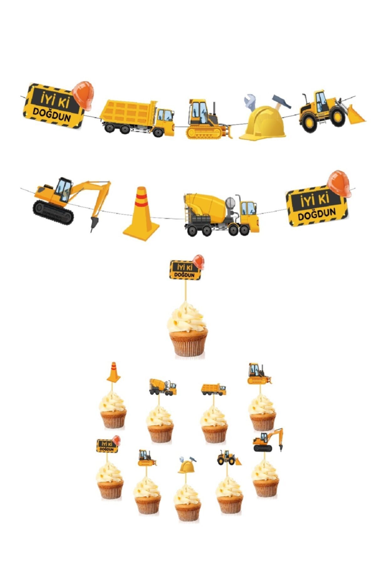 Big Party Inşaat Temalı Banner Ve Parti Kürdanı Set