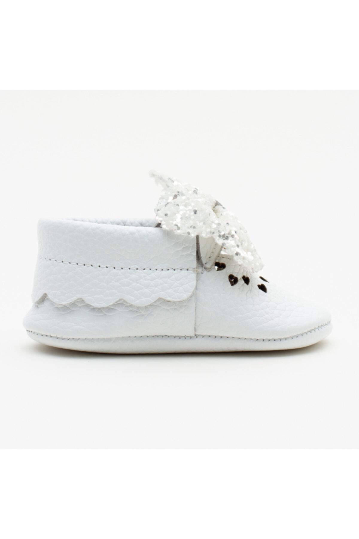 WSTARK-Genuine Leather White Bow Booties Moccasin Baby Girl Shoes 4