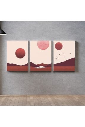 3'lü Set Tablo Minimal Art Soyut Modern Dekorasyon Kanvas Oturma Odası Yatak Odası 3minart101