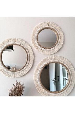 Dekoratif Ayna 3’lü Set Makrome Ayna Bohem Ayna MKRAYN0012