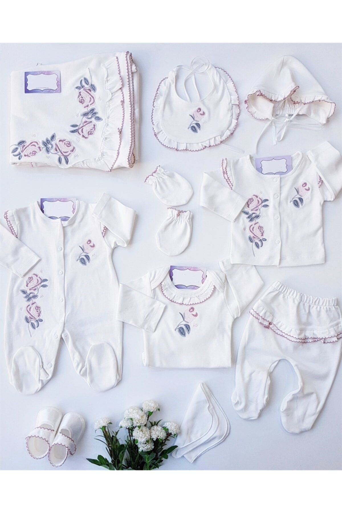 Sahra Stil 4'lü Büyük Doğum Seti-bebek Bakım Çantası,hastane Çıkış Set,7'li Mendil Ve 3'lü Çorap Set fotoğrafı 6 (önizleme)