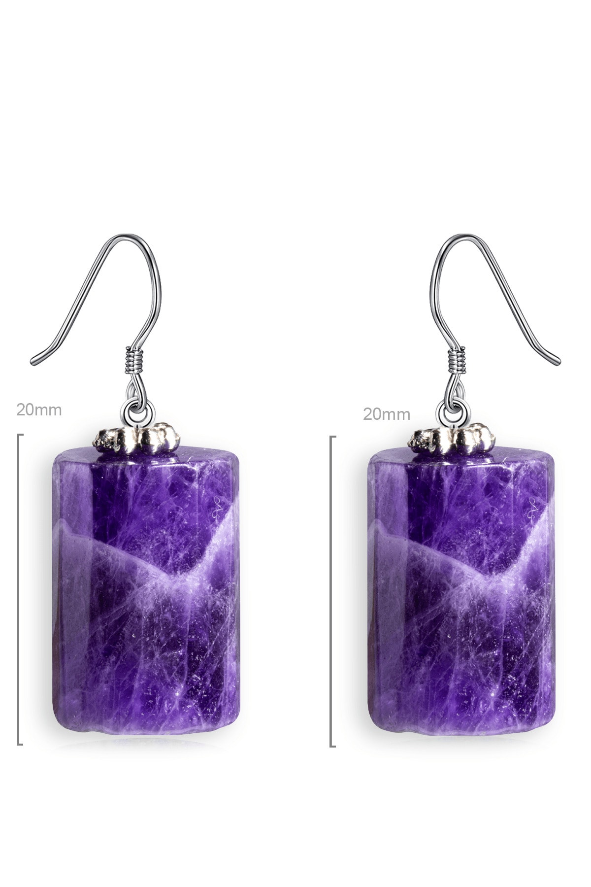 Sertifikalı Doğal Ametist Taşı Doğal Taş Kolye Küpe Setii 3