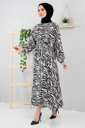 Zebra Desenli Elbise Tsd220113 Siyah TSD220113