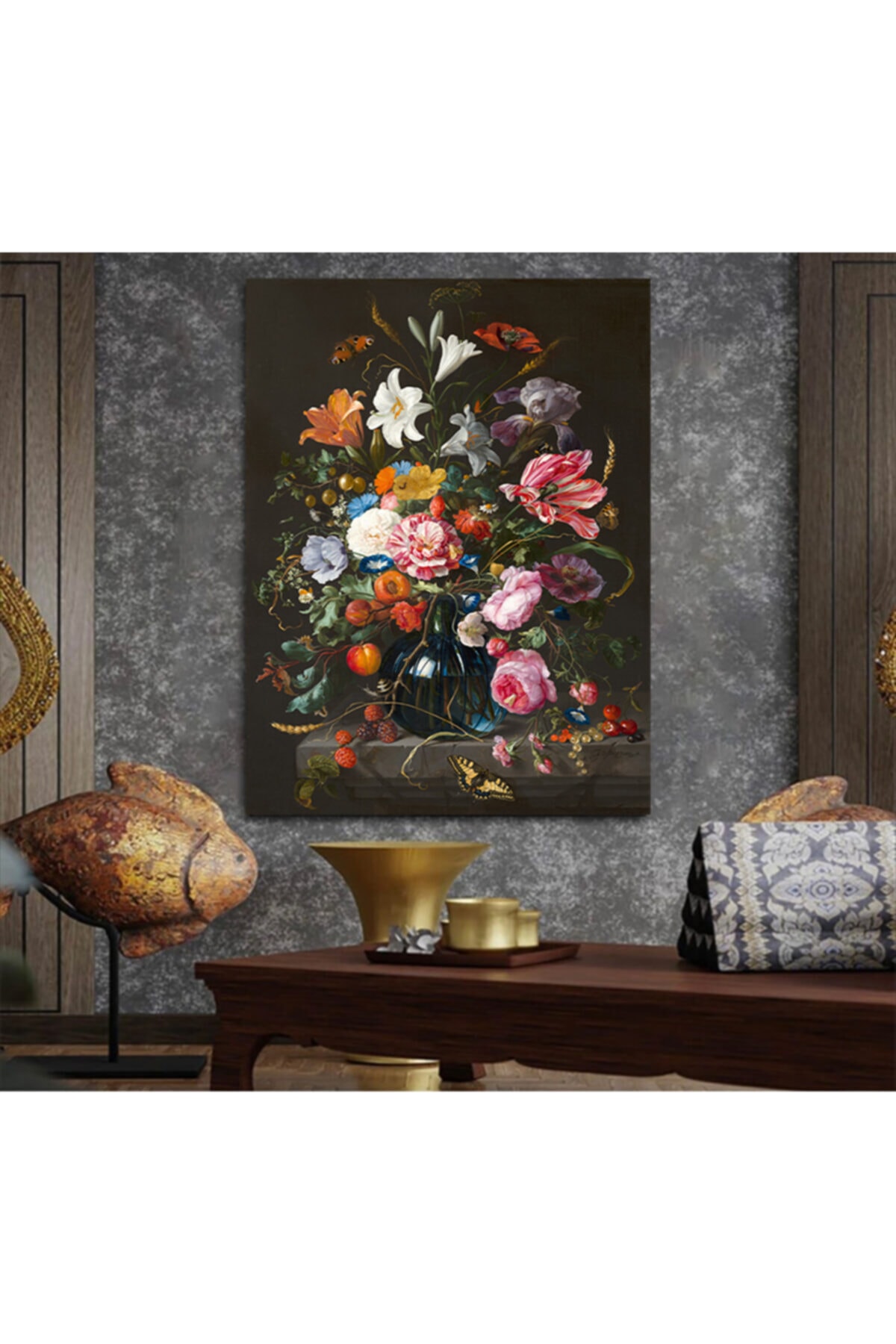 Tablo Deposu Dekoratif Modern Çiçek Kanvas Gülen Tablo