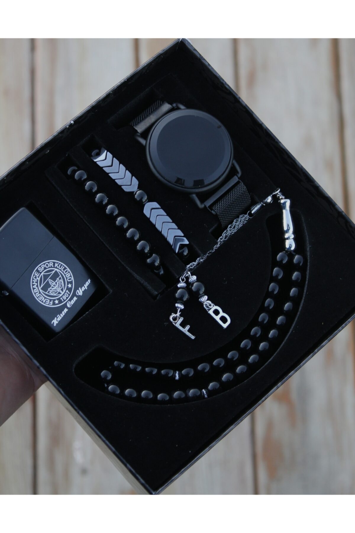 wesscollection Dokunmatik Erkek Kol Saati Çakmak Tesbih Ve Bileklik Seti