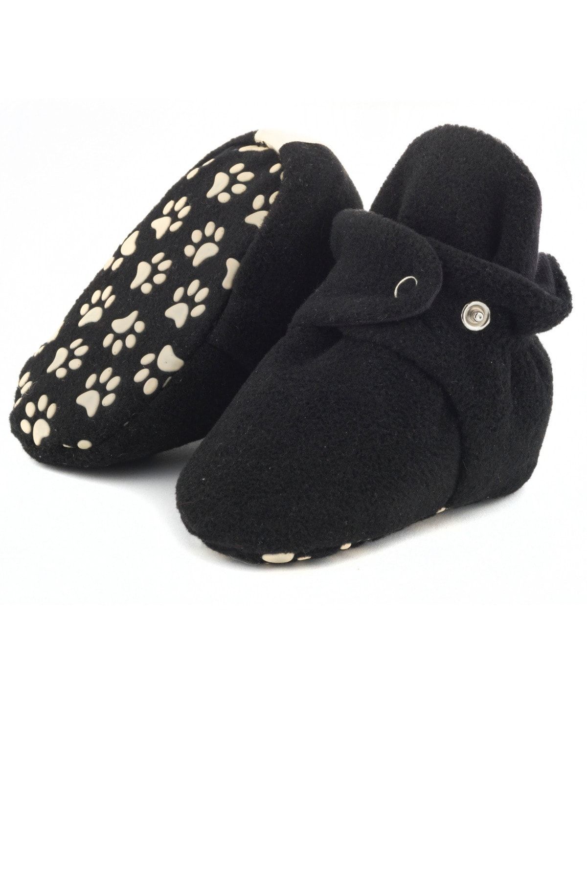 mayaco Non Slip Sole Black Baby Booties Organic Cotton Lined