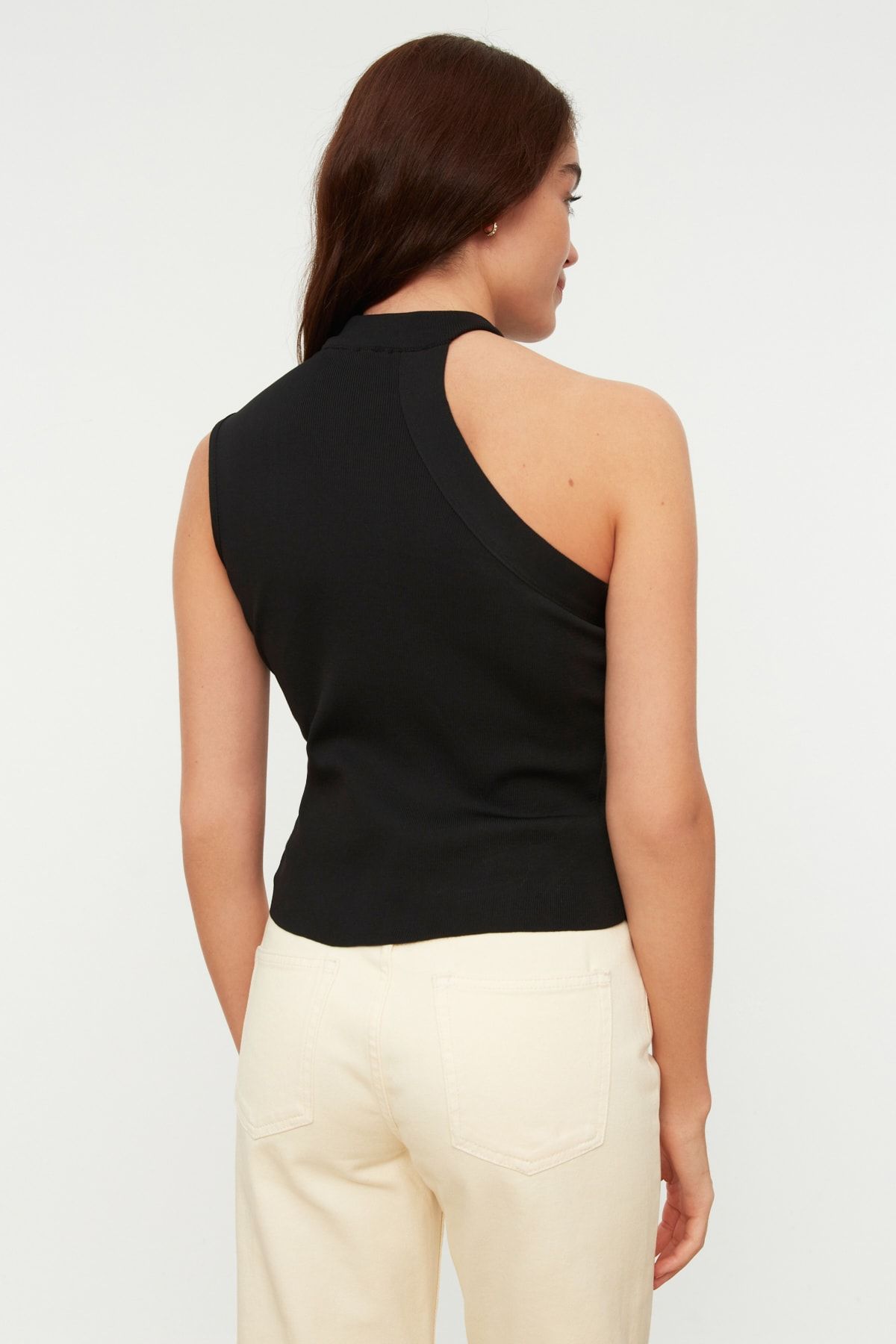 Trendyol Collection Bluse Schwarz Slim Fit FN7370