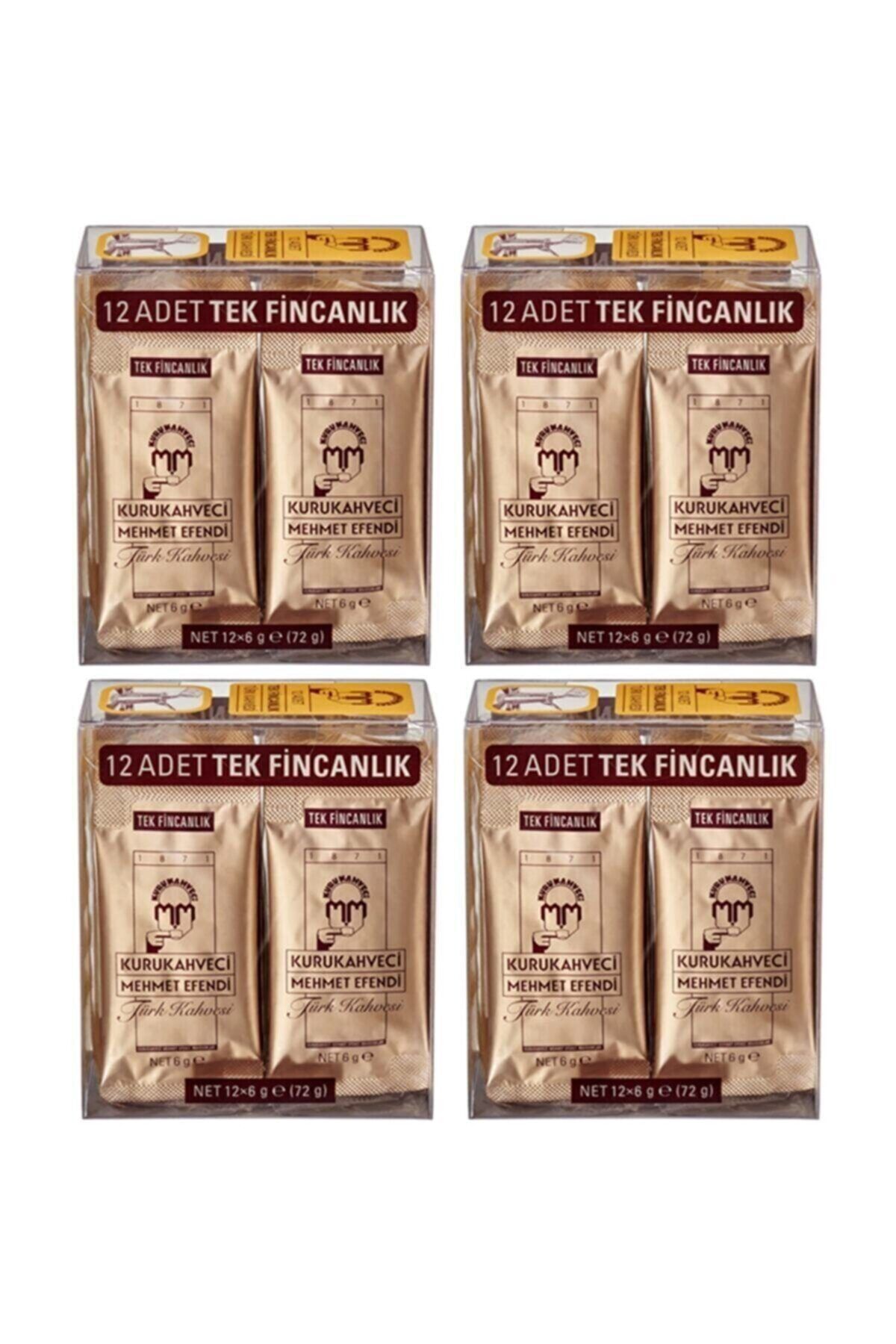 Mehmet Efendi Kurukahveci Mehmet Efendi Mehmet Efendi Tek Fincanlık Türk Kahvesi 12 X 6 Gr Folyo Ambalaj (4 Adet)