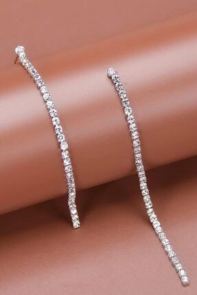 Tek Sıra Kristal Taşlı Küpe Diamond Earrings CSL137